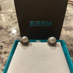 EFFY 18k silver pearl round stud earrings